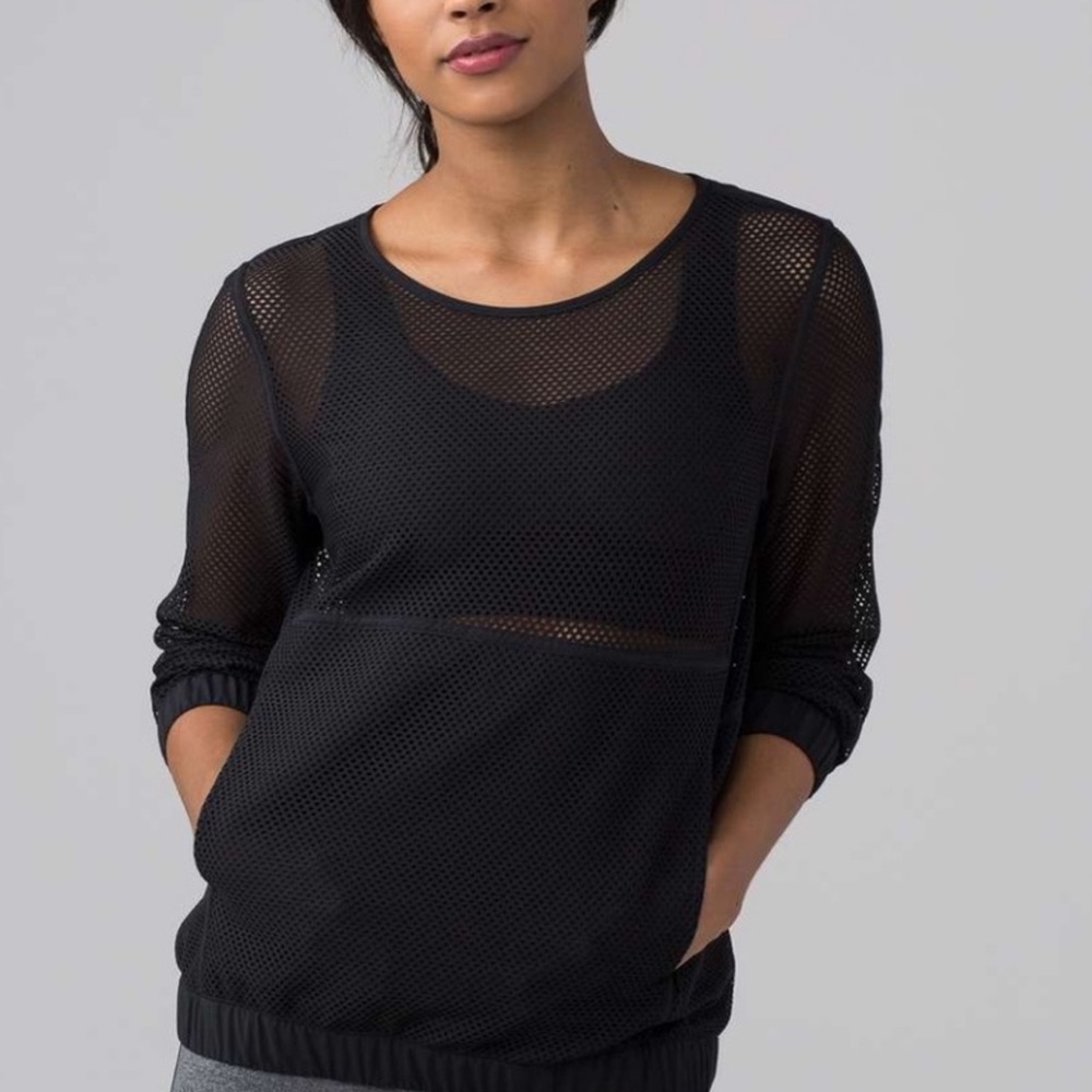 lululemon athletica Black Mesh Long-Sleeve Pullover